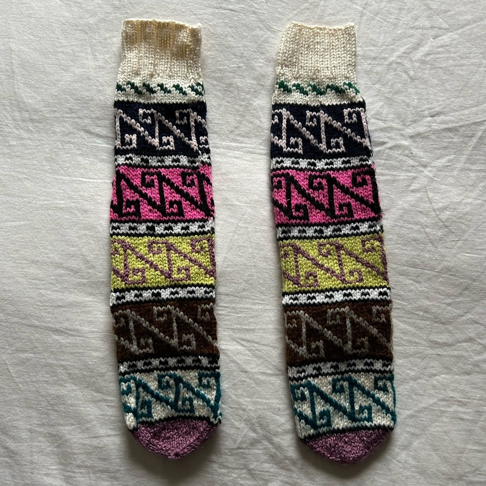 Vintage Handmade Knit Slipper Socks